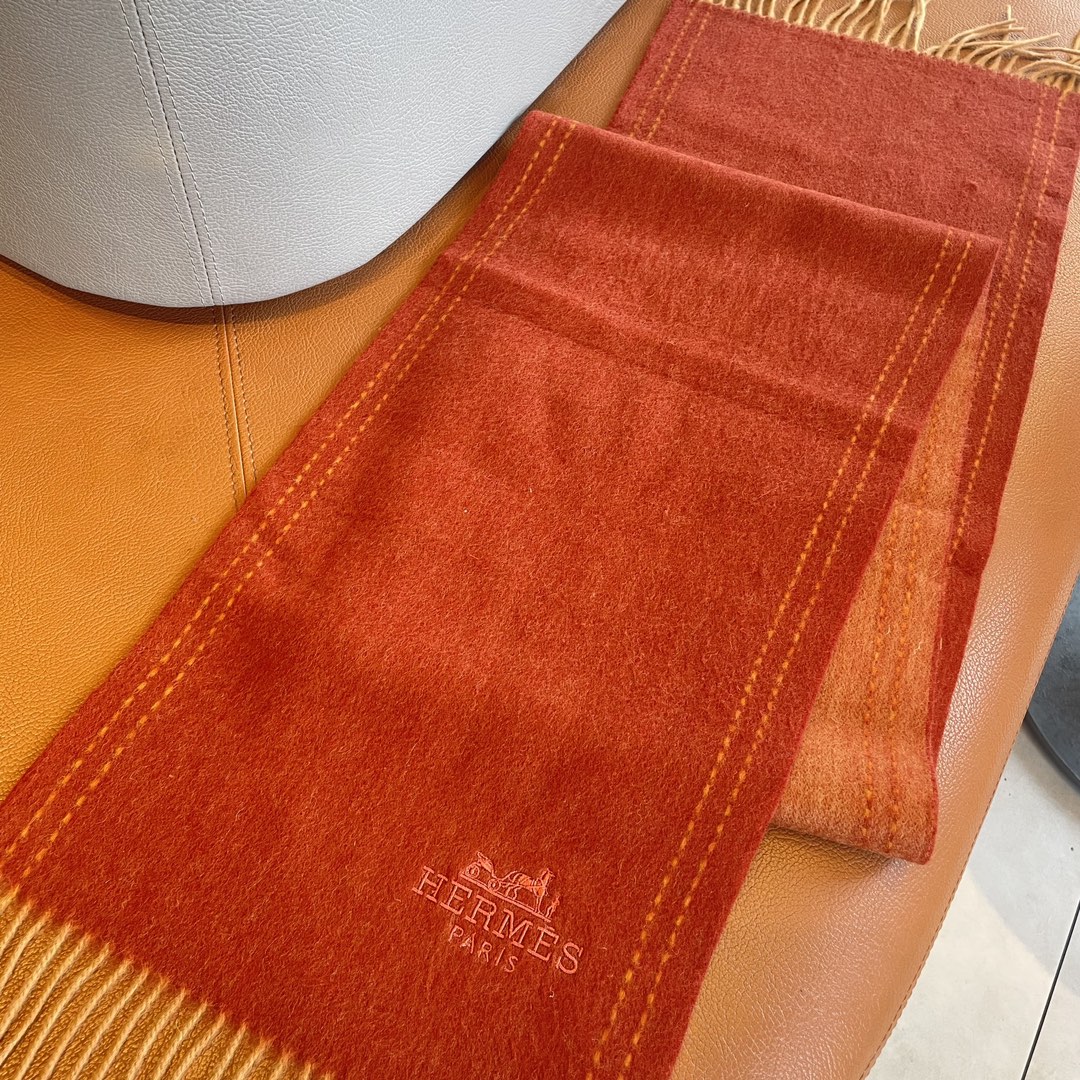 SCARF 180CM RED ORANGE CASHMERE