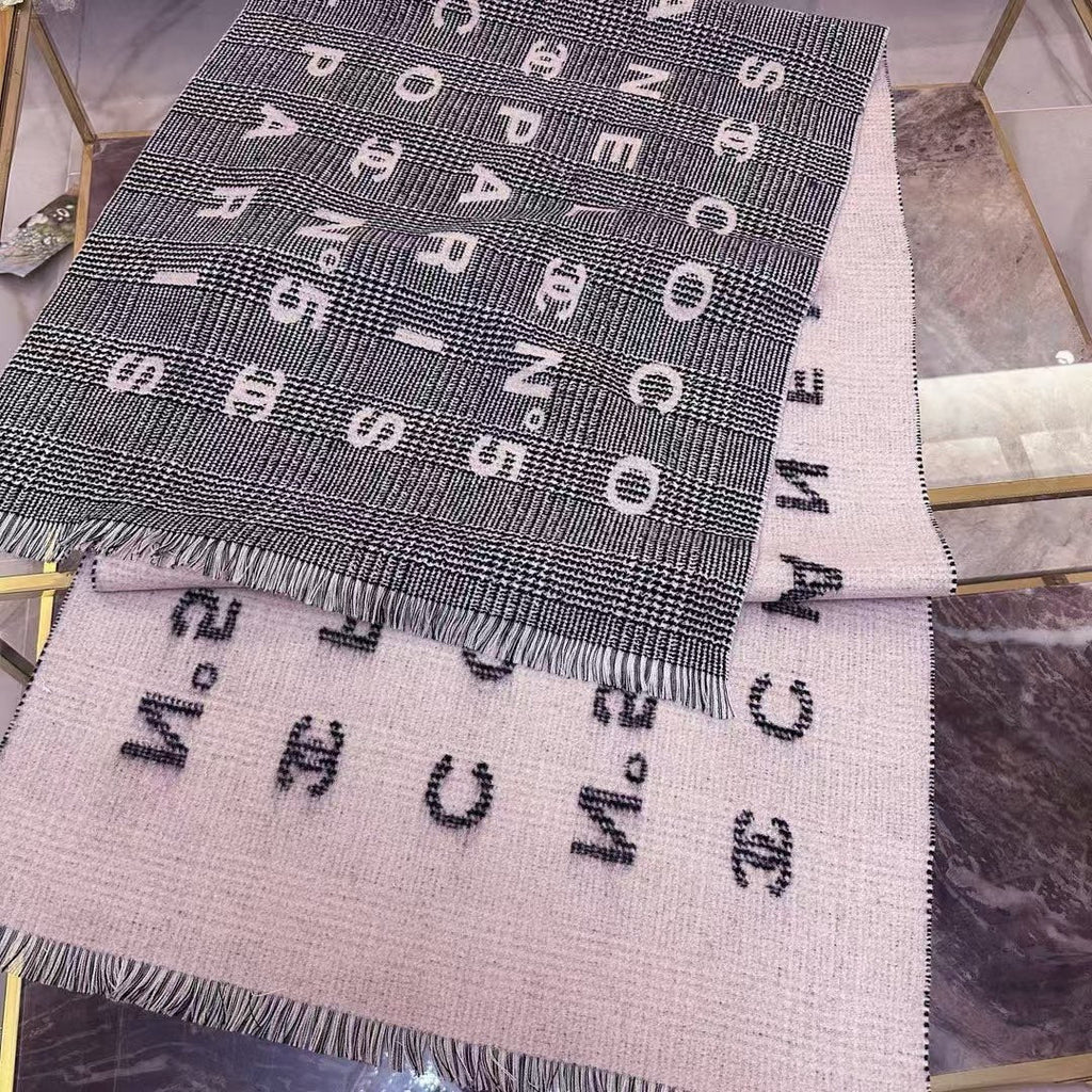 SCARF 194 CM IN LIGHT PINK MIX BLACK CASHMERE 390060
