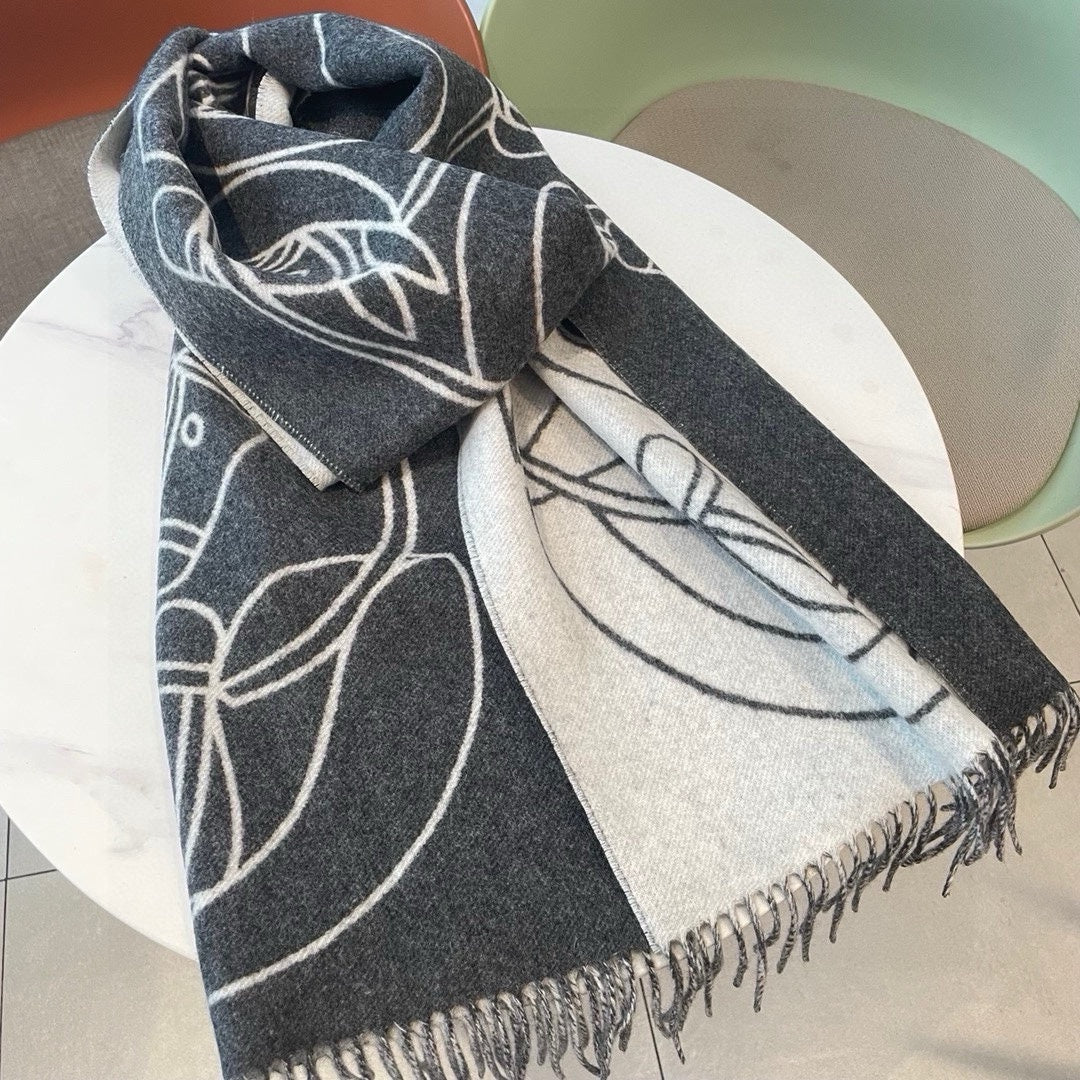 Casaque Entrelacs Equestres Scarf 195 CM Grey Mix White Cashmere
