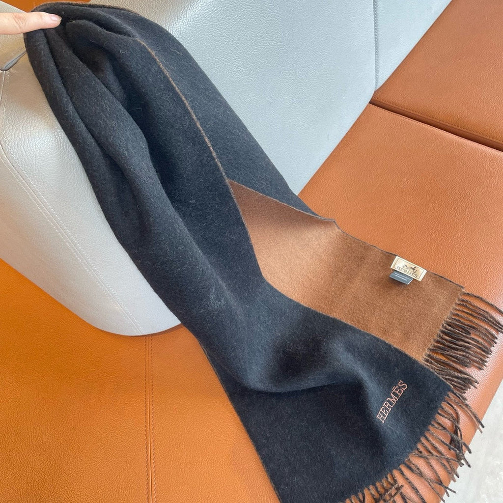 Scarf 180 CM In Black Mix Dark Beige Cashmere