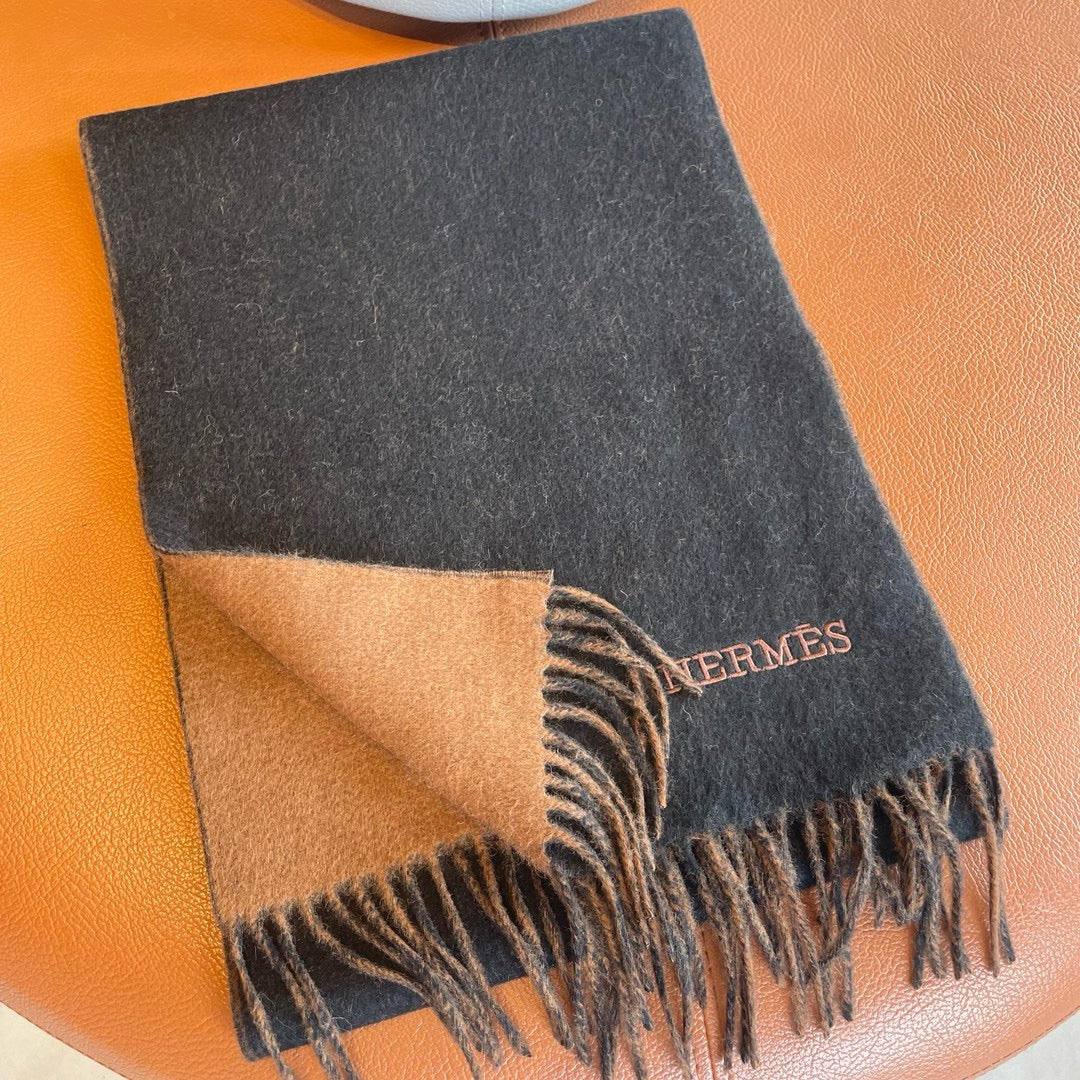 Scarf 180 CM In Black Mix Dark Beige Cashmere