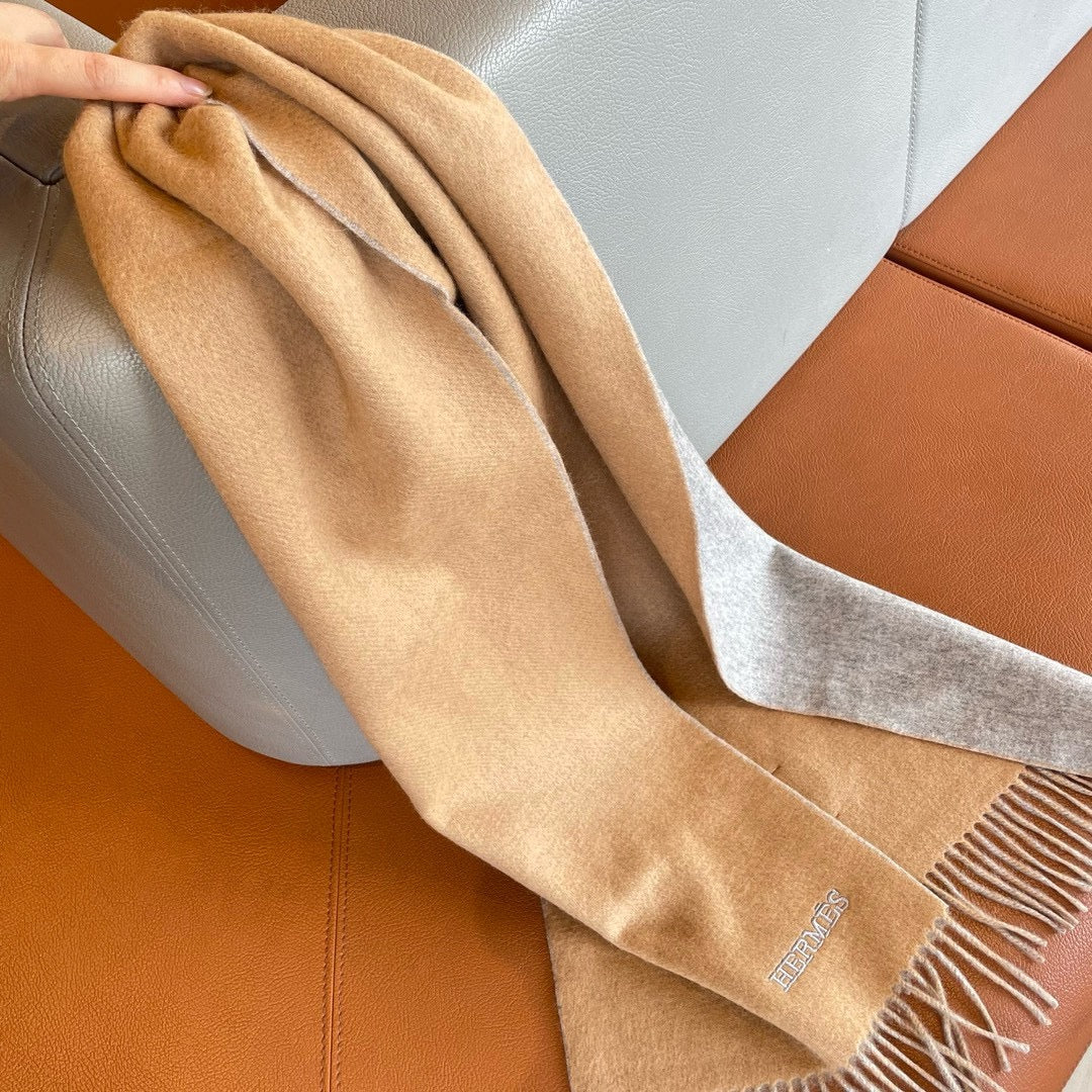 Scarf 180 CM In Beige Mix Grey Cashmere