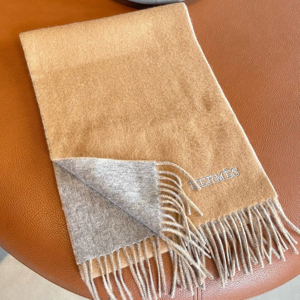 Scarf 180 CM In Beige Mix Grey Cashmere
