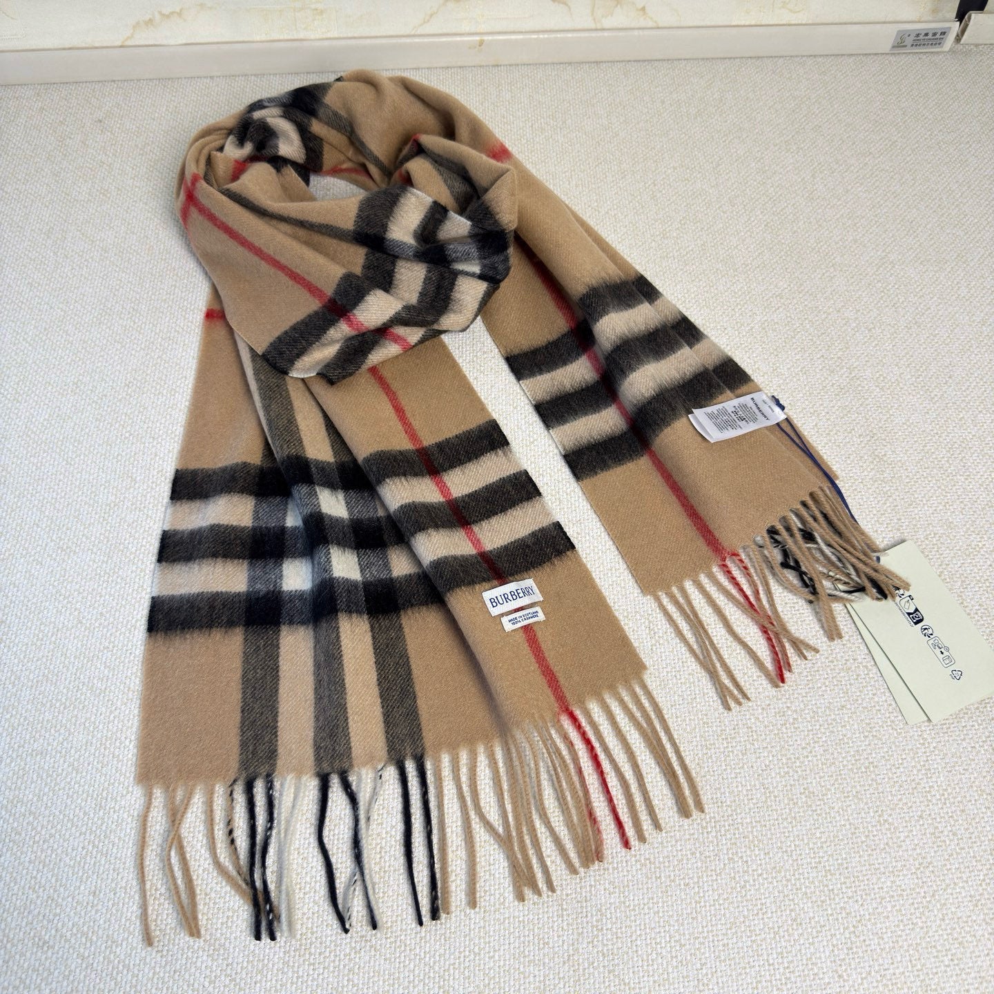 BBR Long Scarf 17CM Tan Cashmere 150390