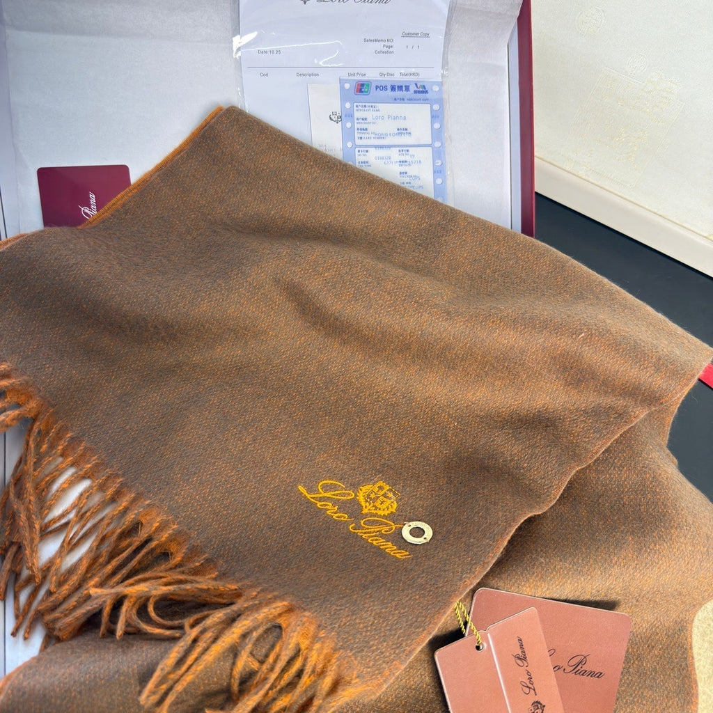 Loro Piana Long Scarf Chestnut Brown Cashmere 150392