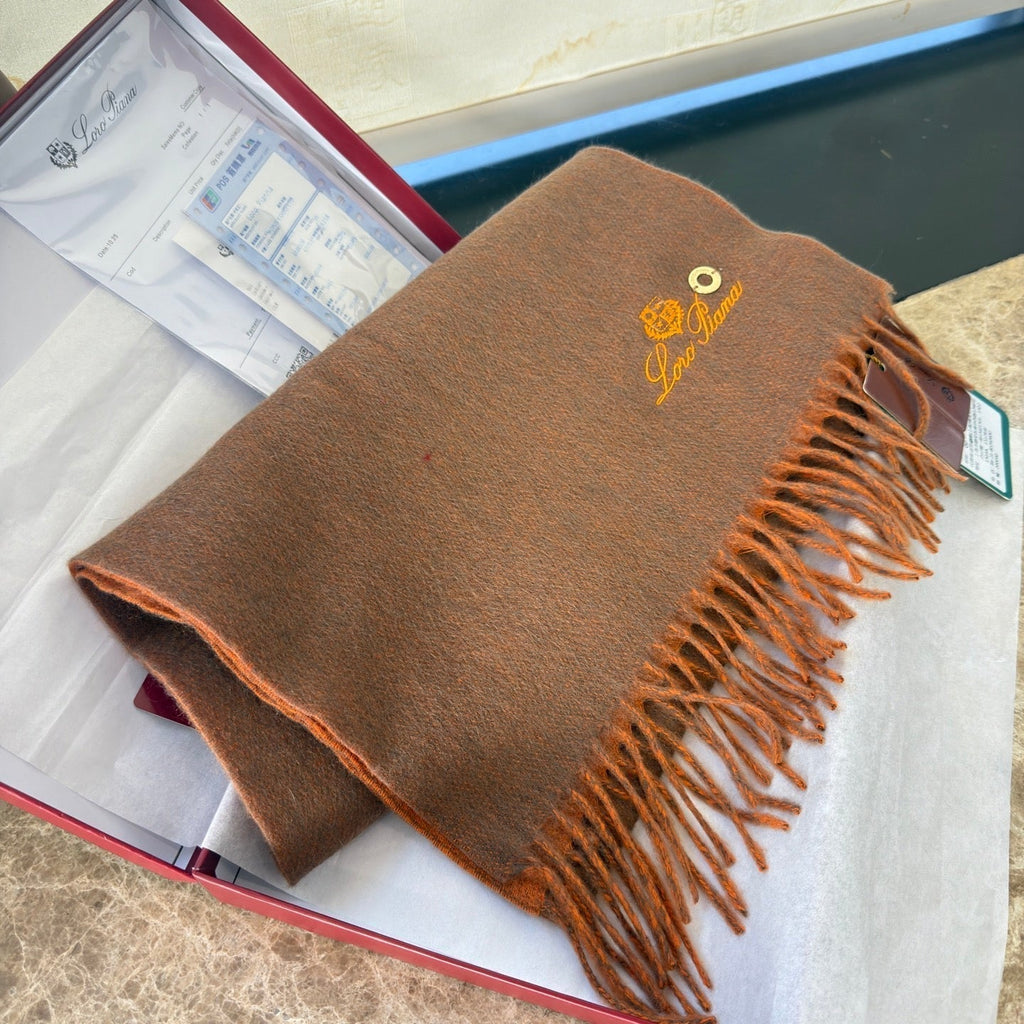 Loro Piana Long Scarf Chestnut Brown Cashmere 150392