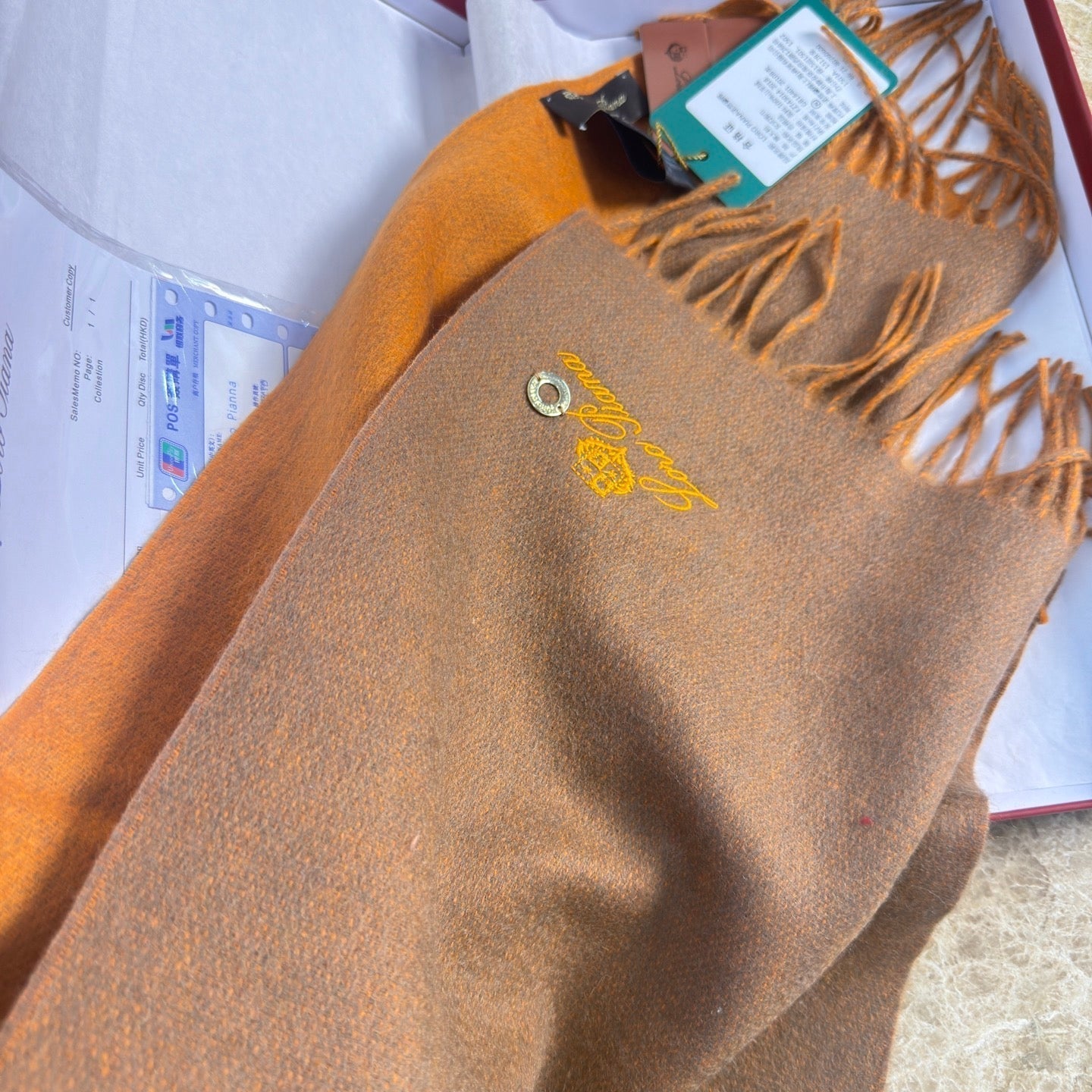 Loro Piana Long Scarf Chestnut Brown Cashmere 150392
