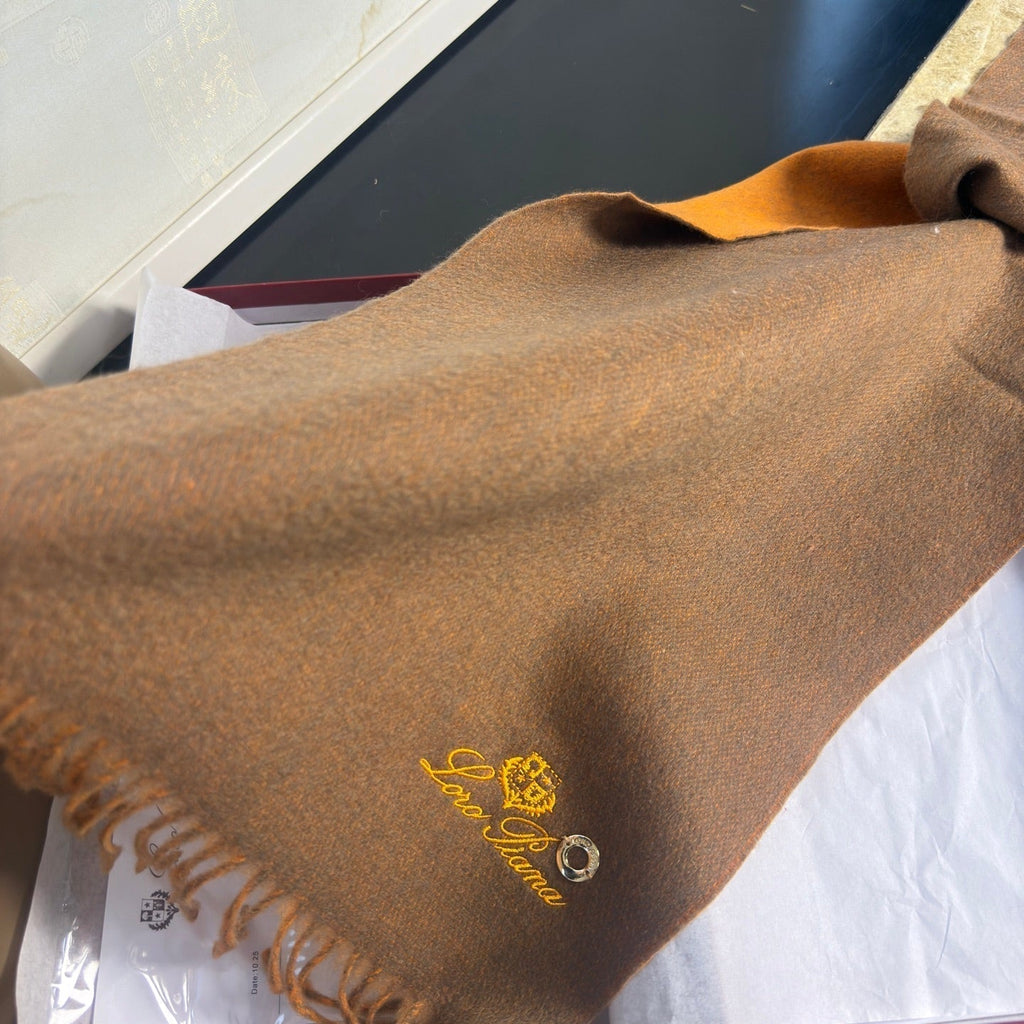 Loro Piana Long Scarf Chestnut Brown Cashmere 150392