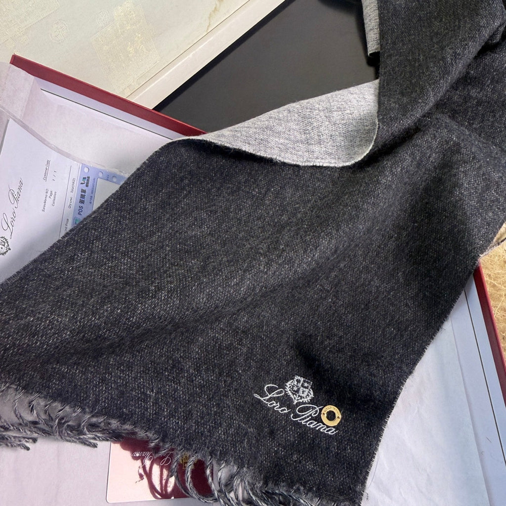 Loro Piana Long Scarf Grey Melange Cashmere 150393