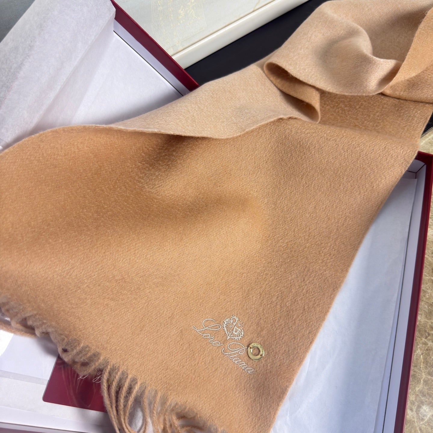 Loro Piana Long Scarf Light Brown Cashmere 150394