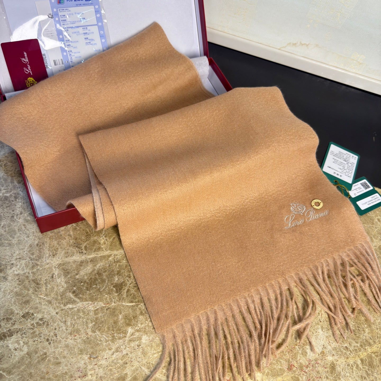 Loro Piana Long Scarf Light Brown Cashmere 150394