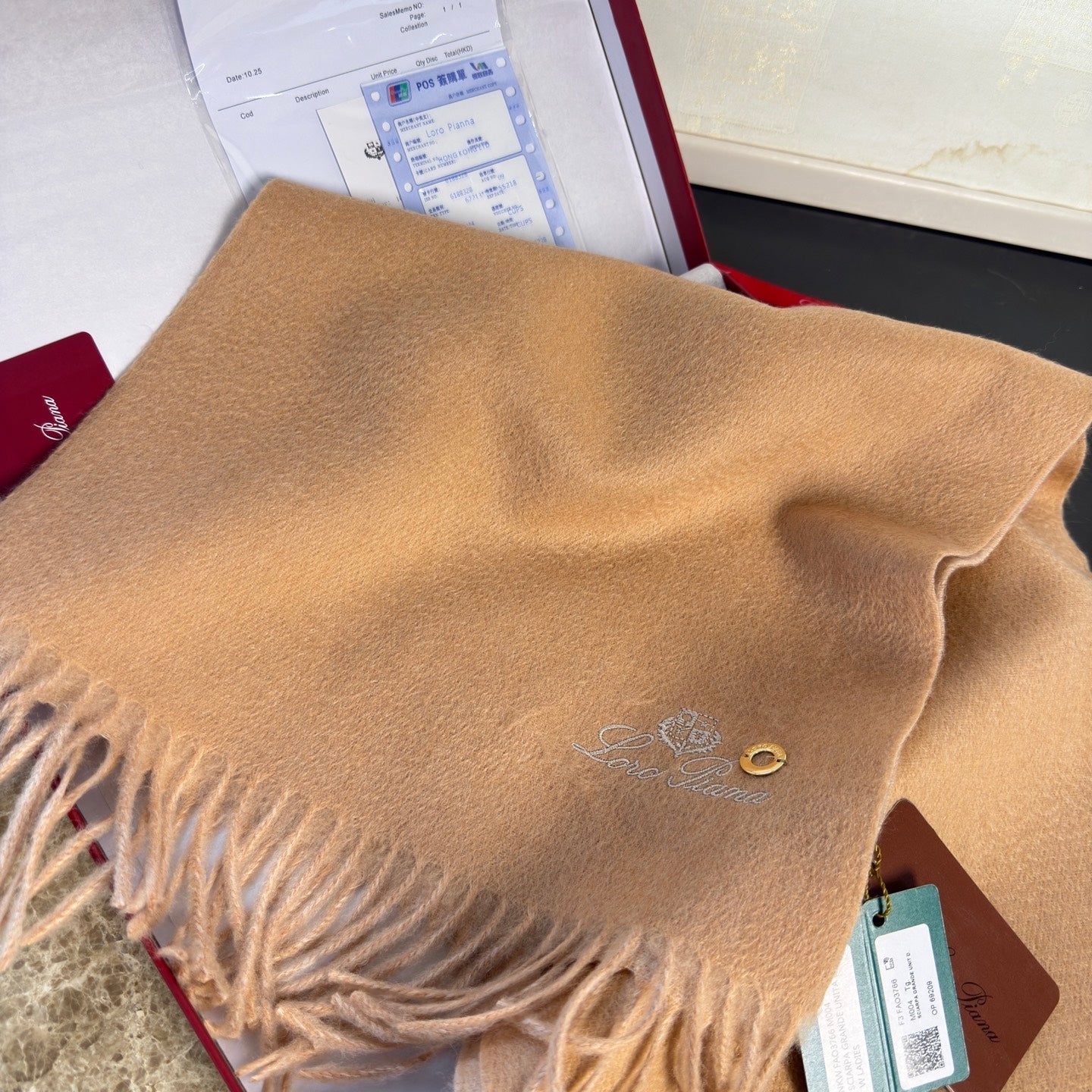 Loro Piana Long Scarf Light Brown Cashmere 150394