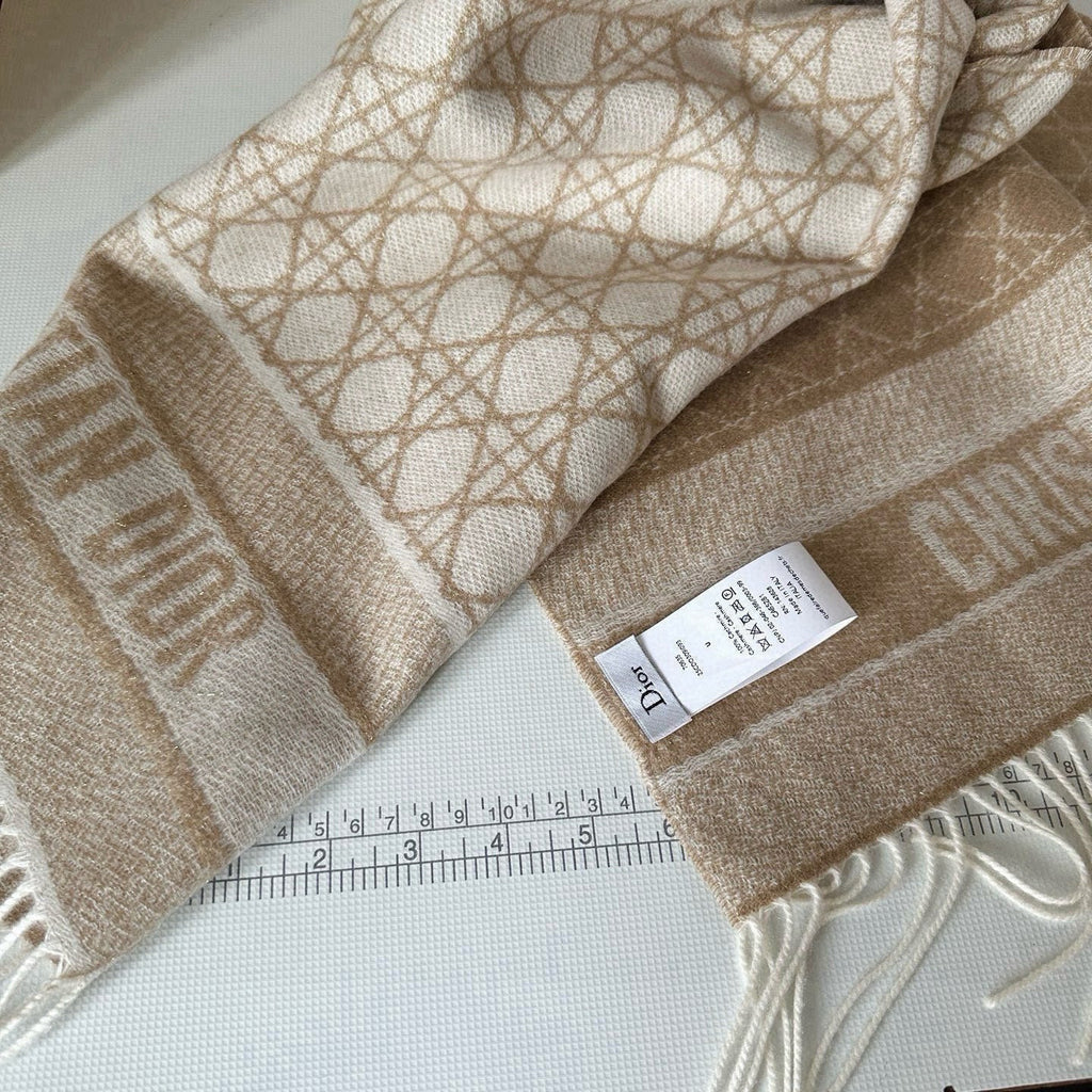 CD Double-Sided Scarf 200cm Beige Cashmere 150402