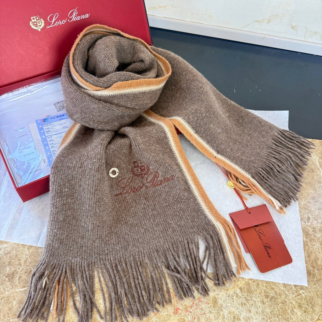 Loro Piana Long Scarf Dark Brown Cashmere 150406