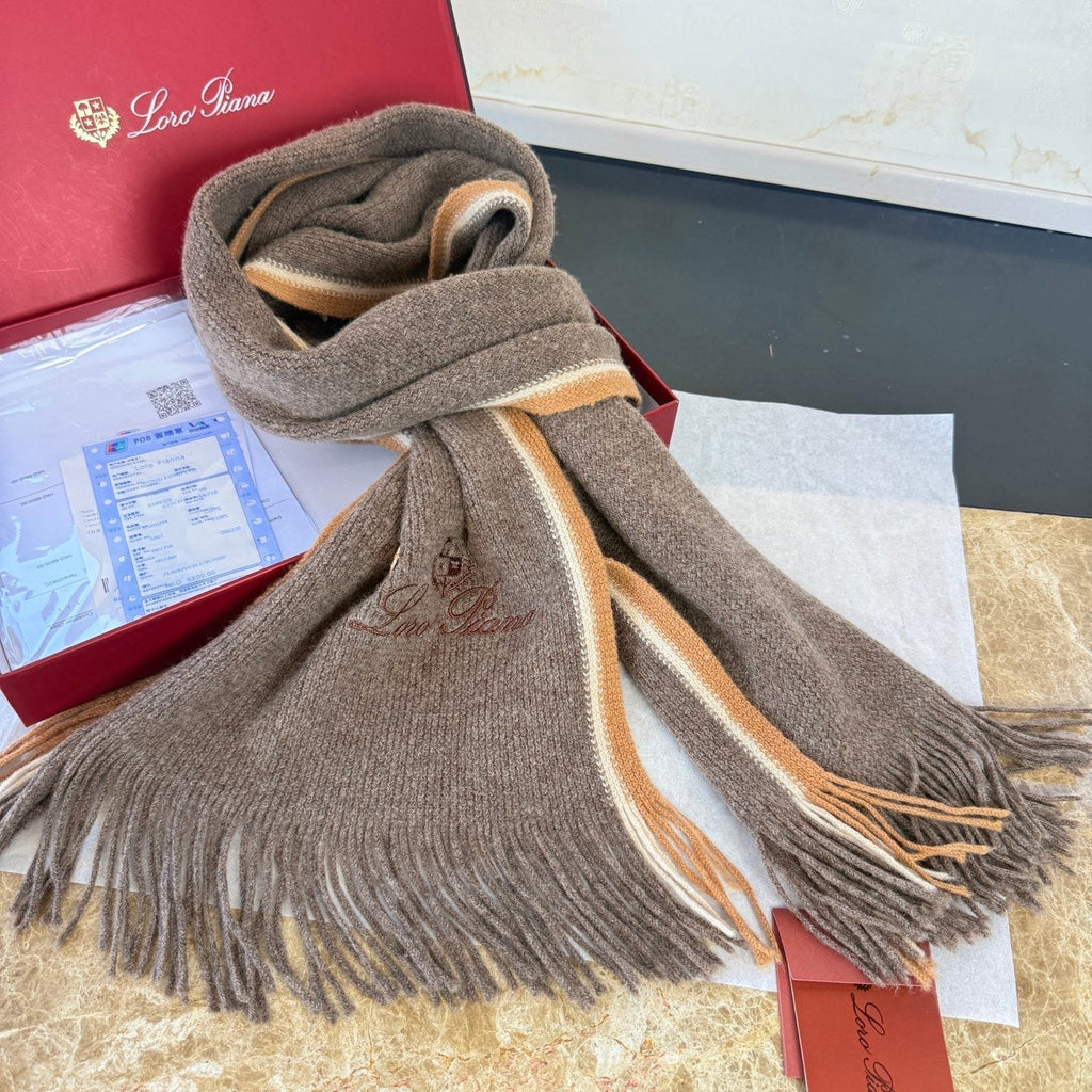 Loro Piana Long Scarf Dark Brown Cashmere 150406