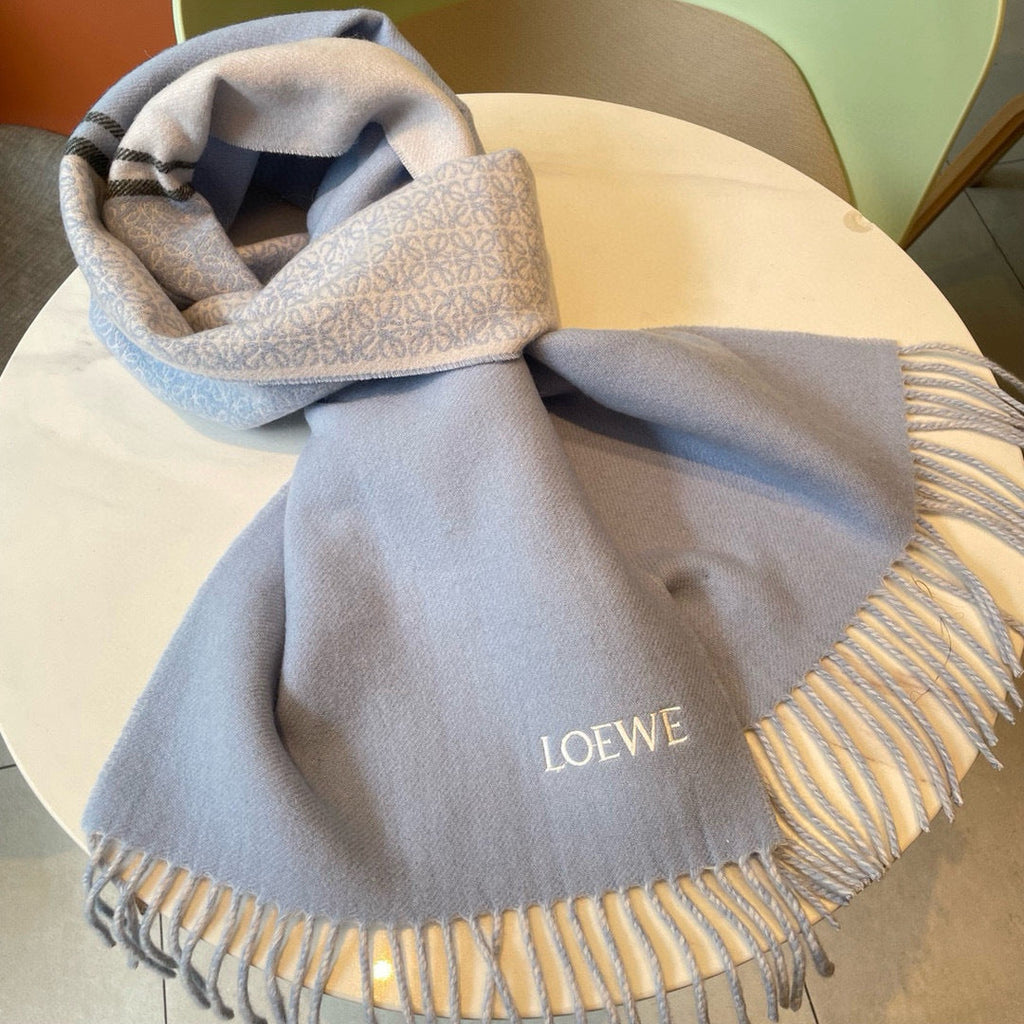 Loewe Scarf 180CM Blue Grey Cashmere 150408