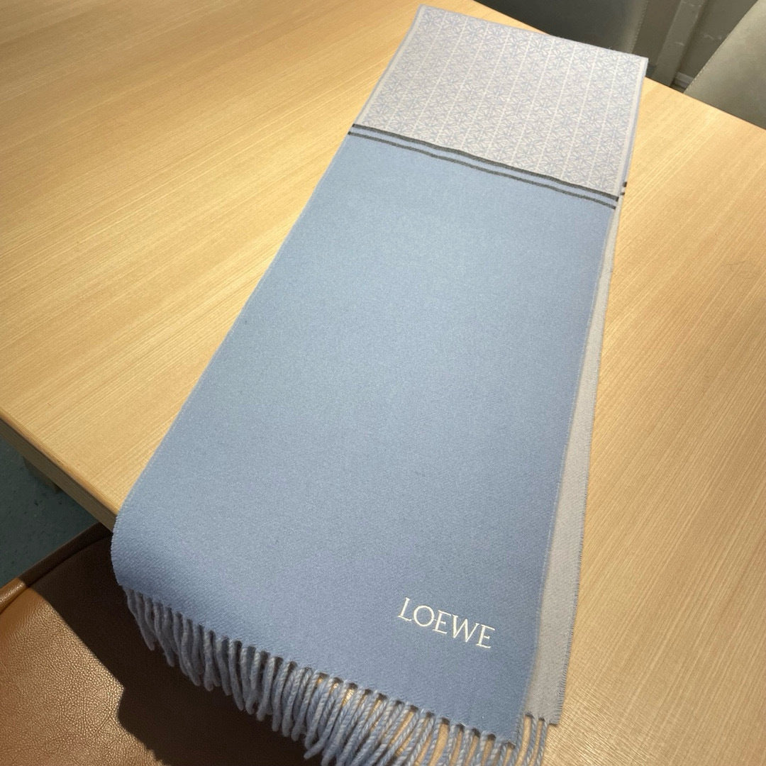 Loewe Scarf 180CM Blue Grey Cashmere 150408