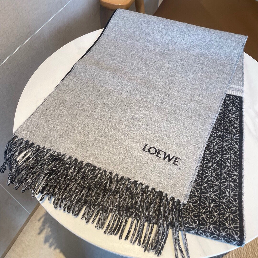 Loewe Scarf 180CM Black Grey Cashmere 150409