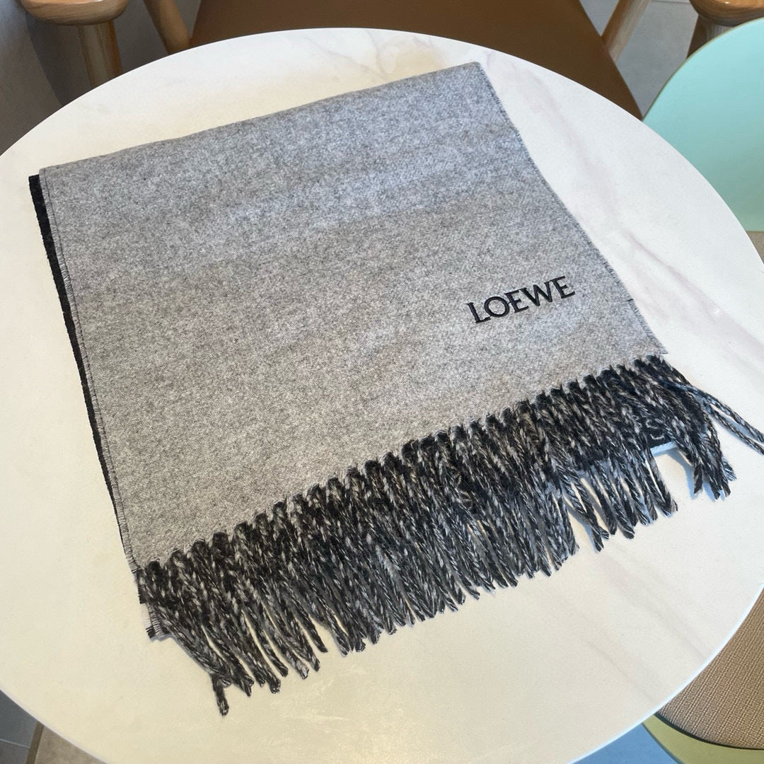 Loewe Scarf 180CM Black Grey Cashmere 150409