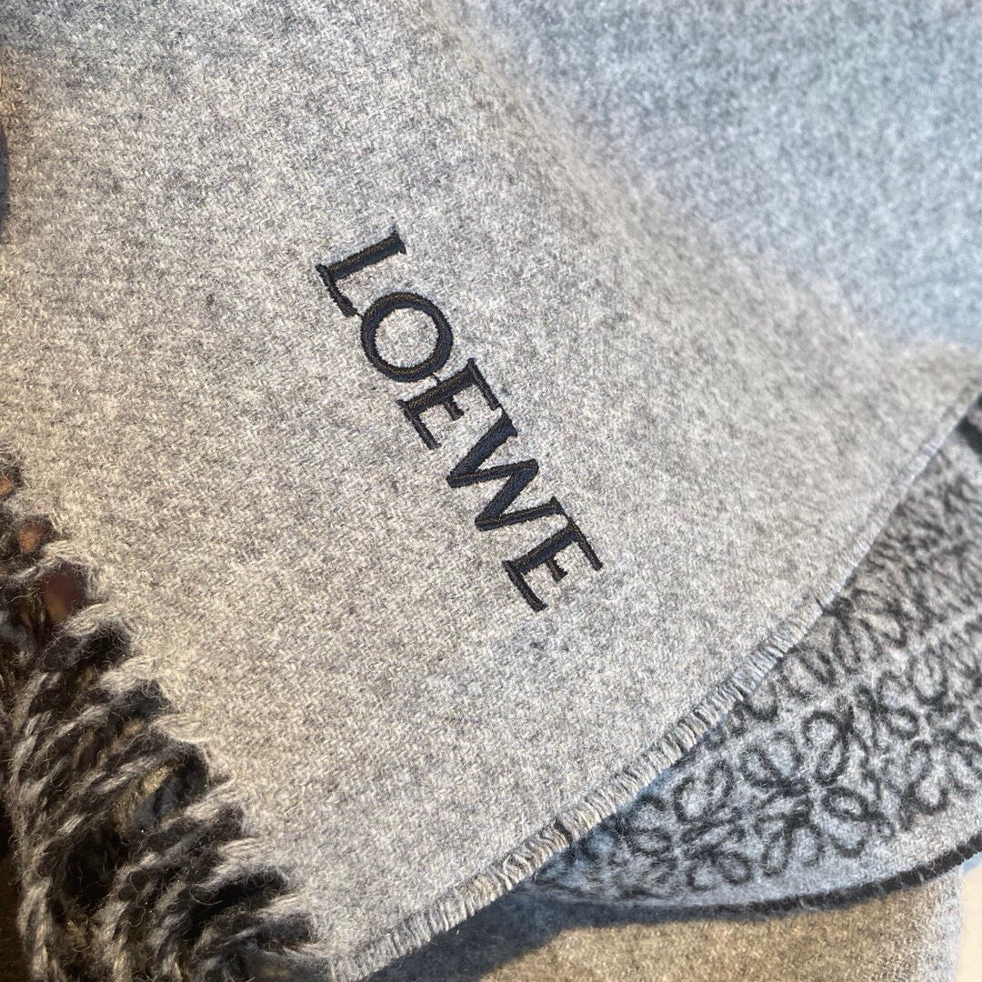Loewe Scarf 180CM Black Grey Cashmere 150409