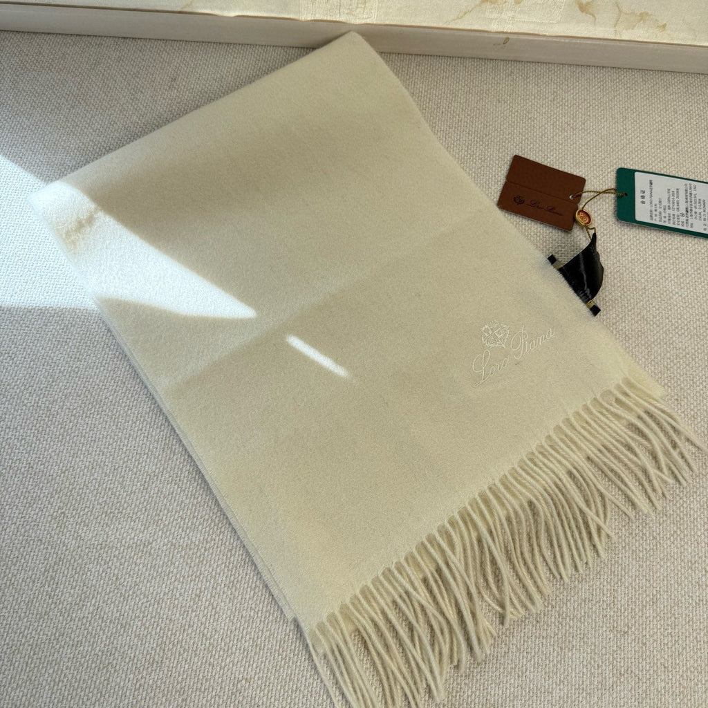 Loro Piana Long Scarf Ivory Cashmere 150413