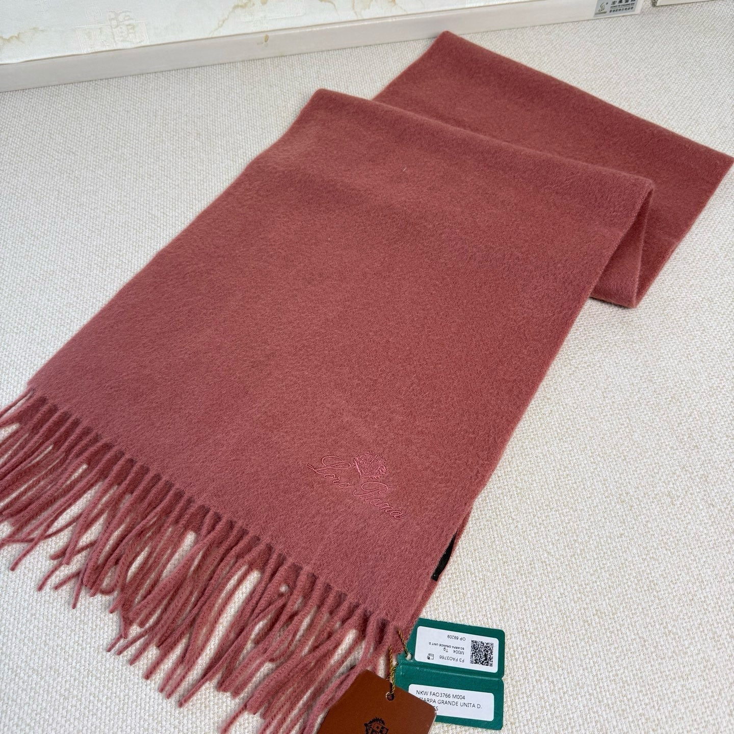 Loro Piana Long Scarf Pink Cashmere 150414