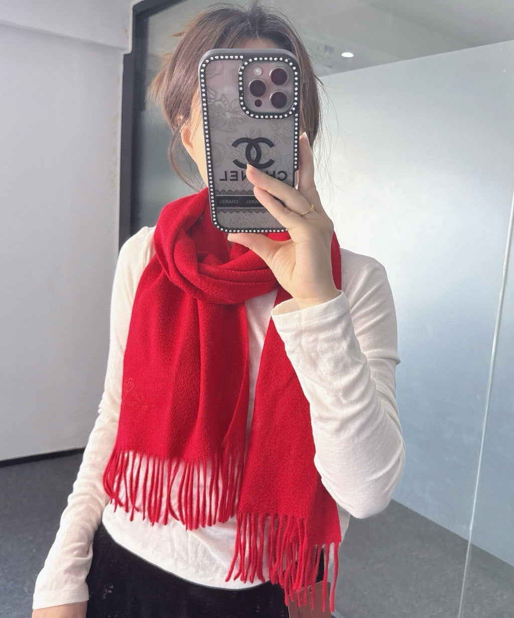 Loro Piana Long Scarf Red Cashmere 150416
