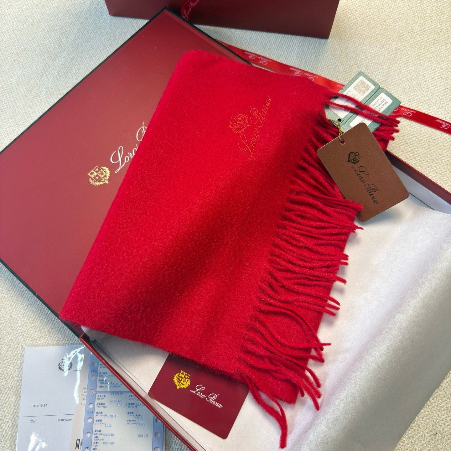 Loro Piana Long Scarf Red Cashmere 150416