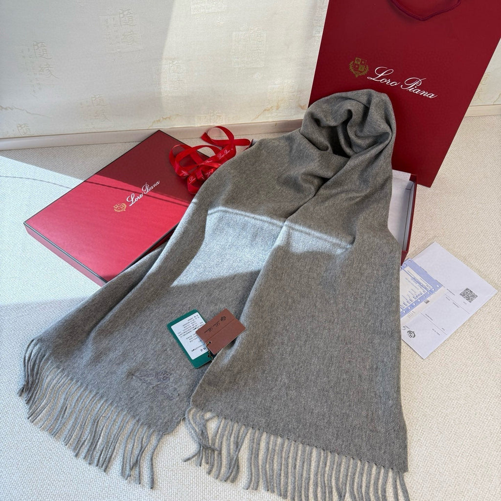 Loro Piana Long Scarf Grey Cashmere 150417