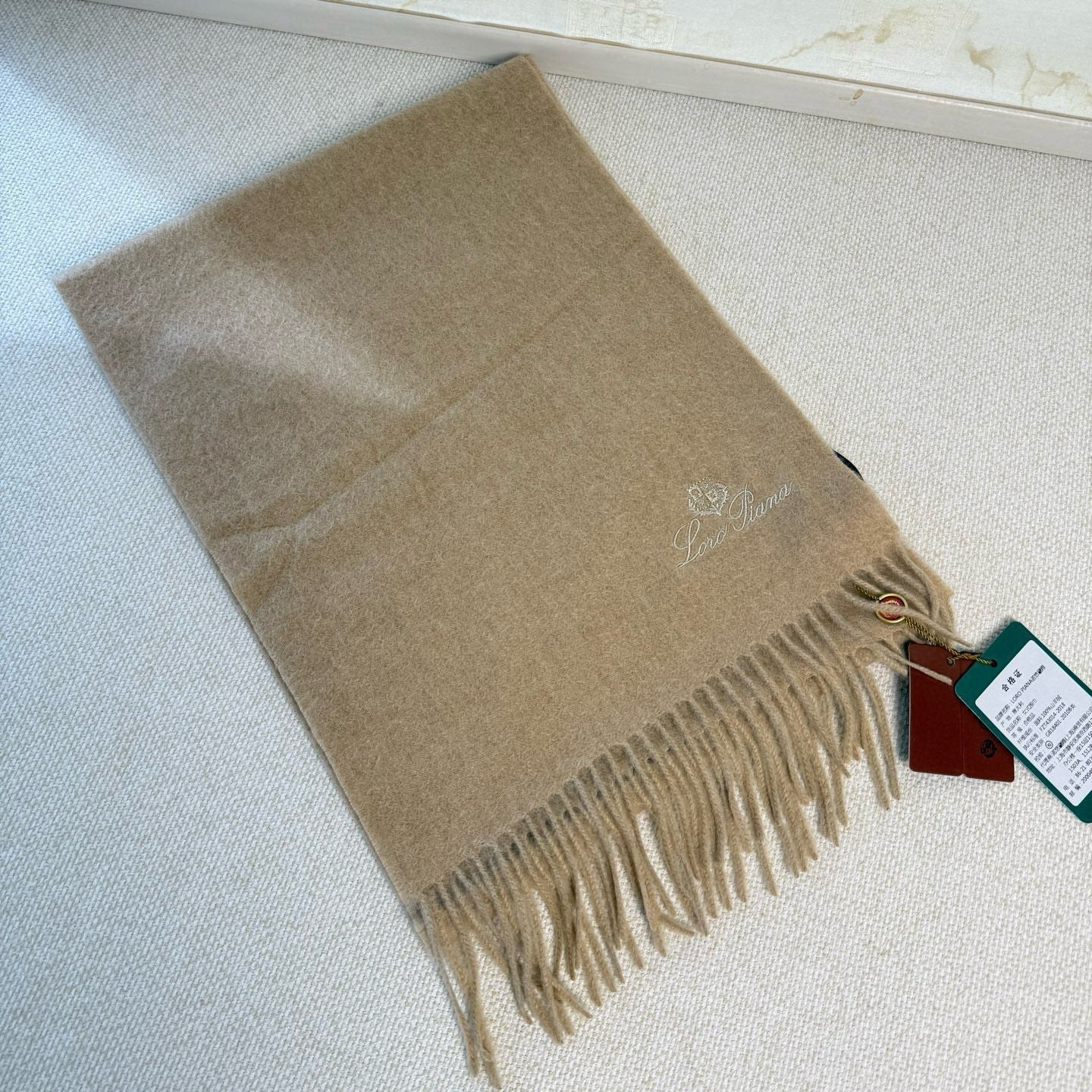 Loro Piana Long Scarf Beige Cashmere 150418
