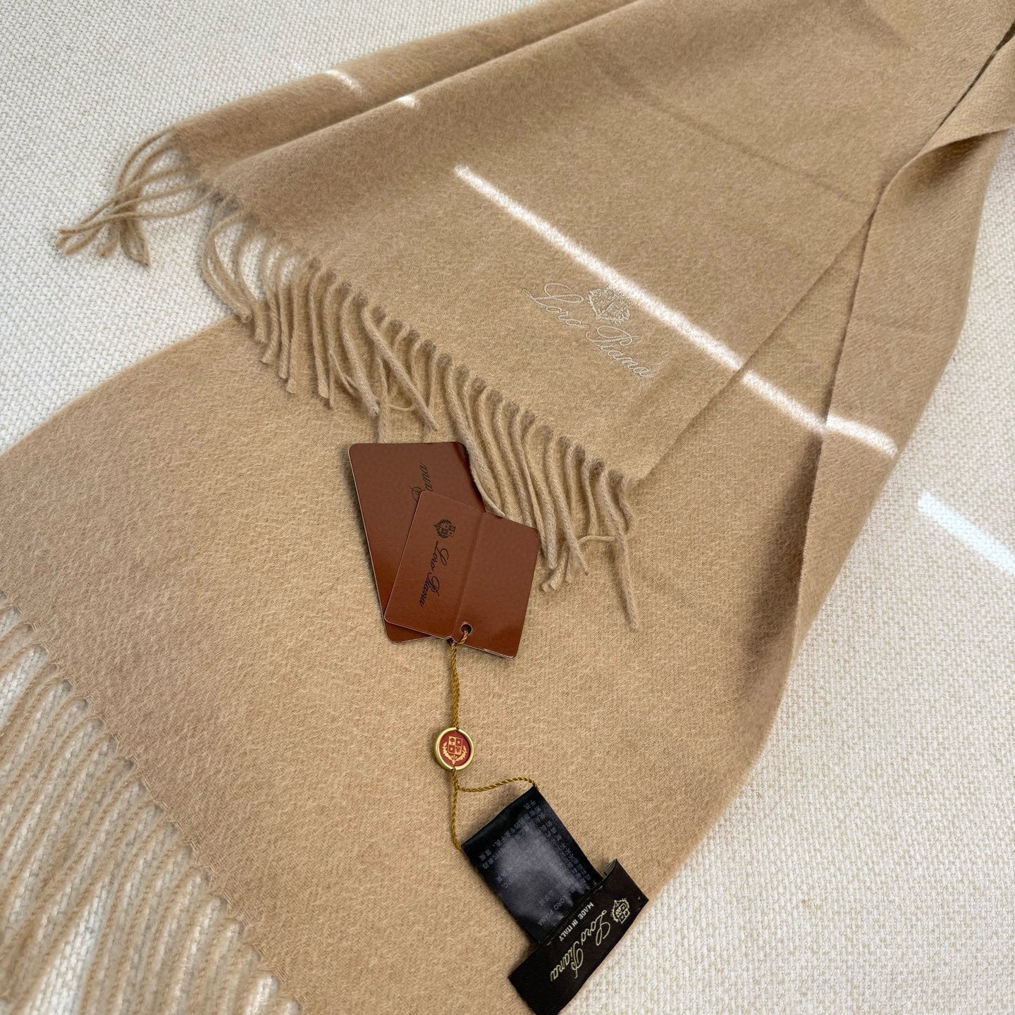 Loro Piana Long Scarf Beige Cashmere 150418