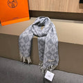 Scarf Cashmere 180 CM In Grey Blue Fine Wool  290424