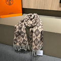 Scarf Cashmere 180 CM In Dark Beige Mix Dark Brown Fine Wool 290425