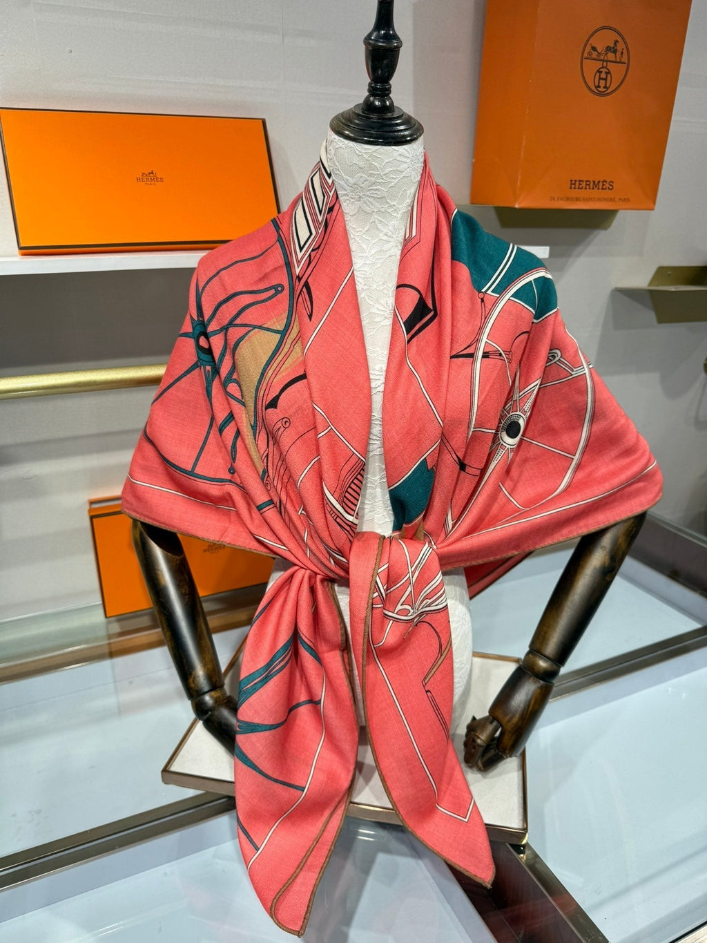 HM A Toute Berline Scarf 140 Pink Cashmere Silk