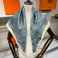 HM Les Chevaux Scarf 90x90 Blue Colorful Twill Silk 209502