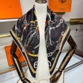 HM Les Chevaux Scarf 90x90 Black Colorful Twill Silk 209505