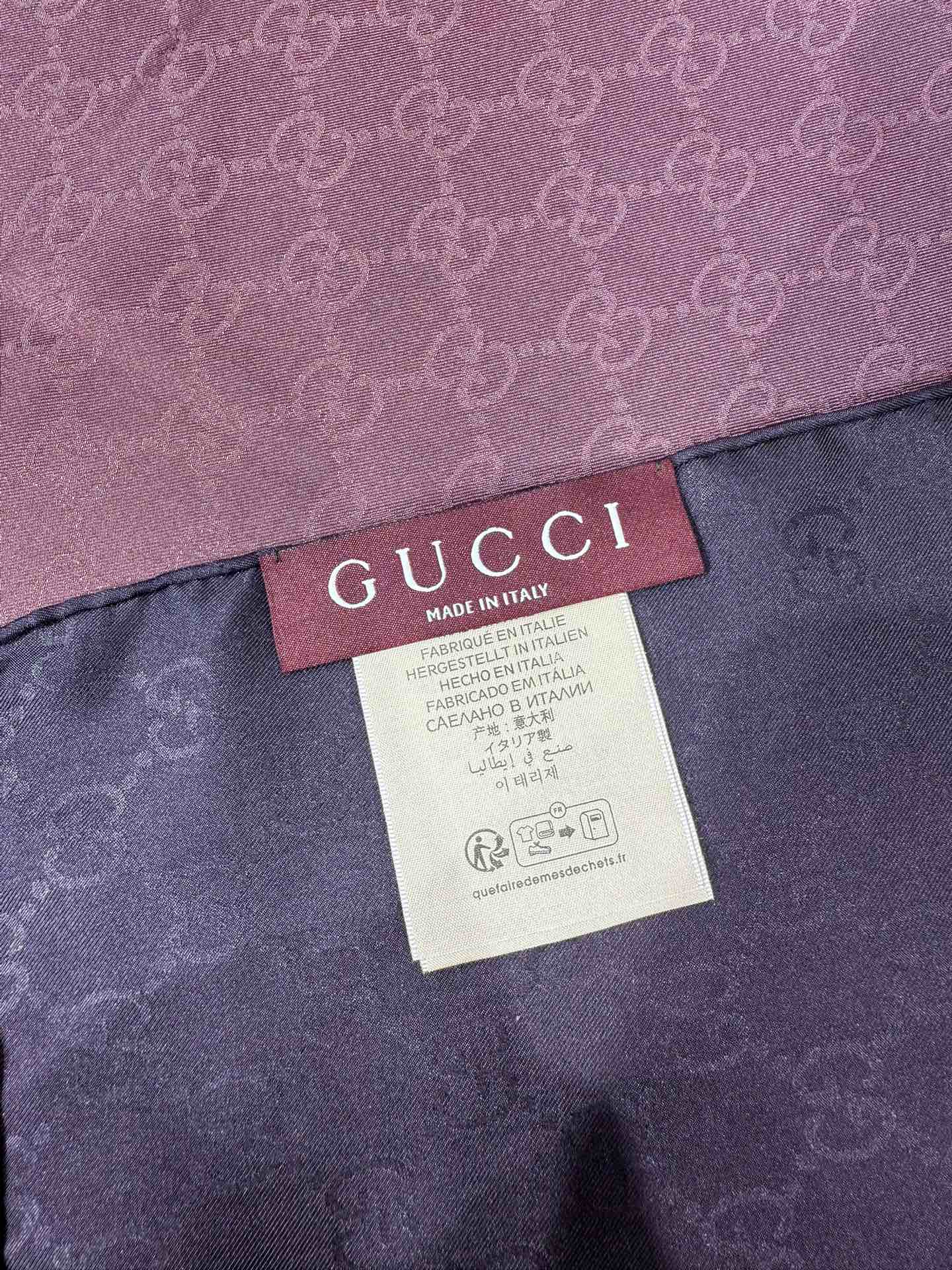 GG Fringe Scarf 90x90 Purple Perilla Silk Twill 203970