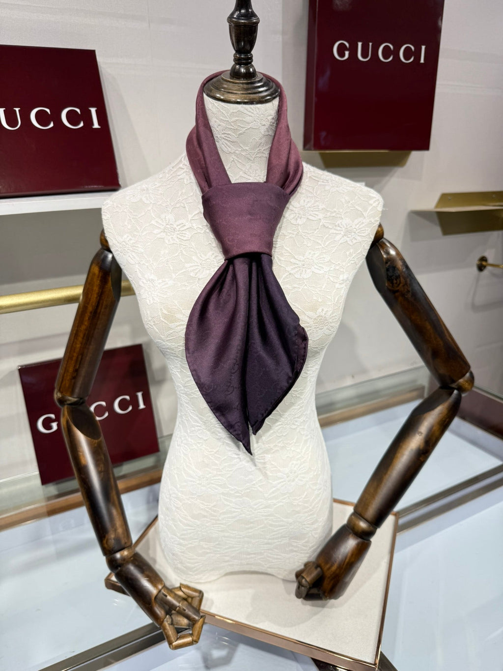 GG Fringe Scarf 90x90 Purple Perilla Silk Twill 203970