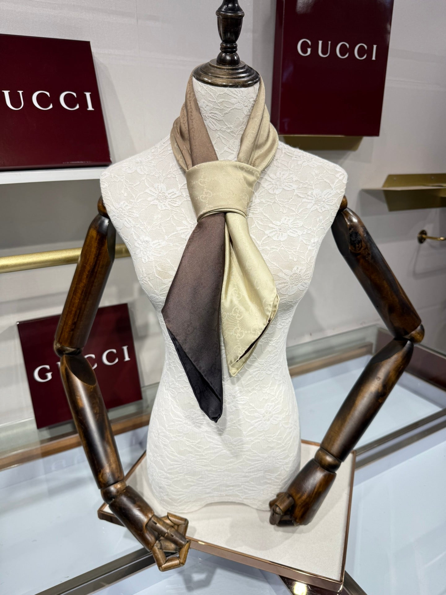GG Fringe Scarf 90x90 Grey-Purple Silk Twill 203976