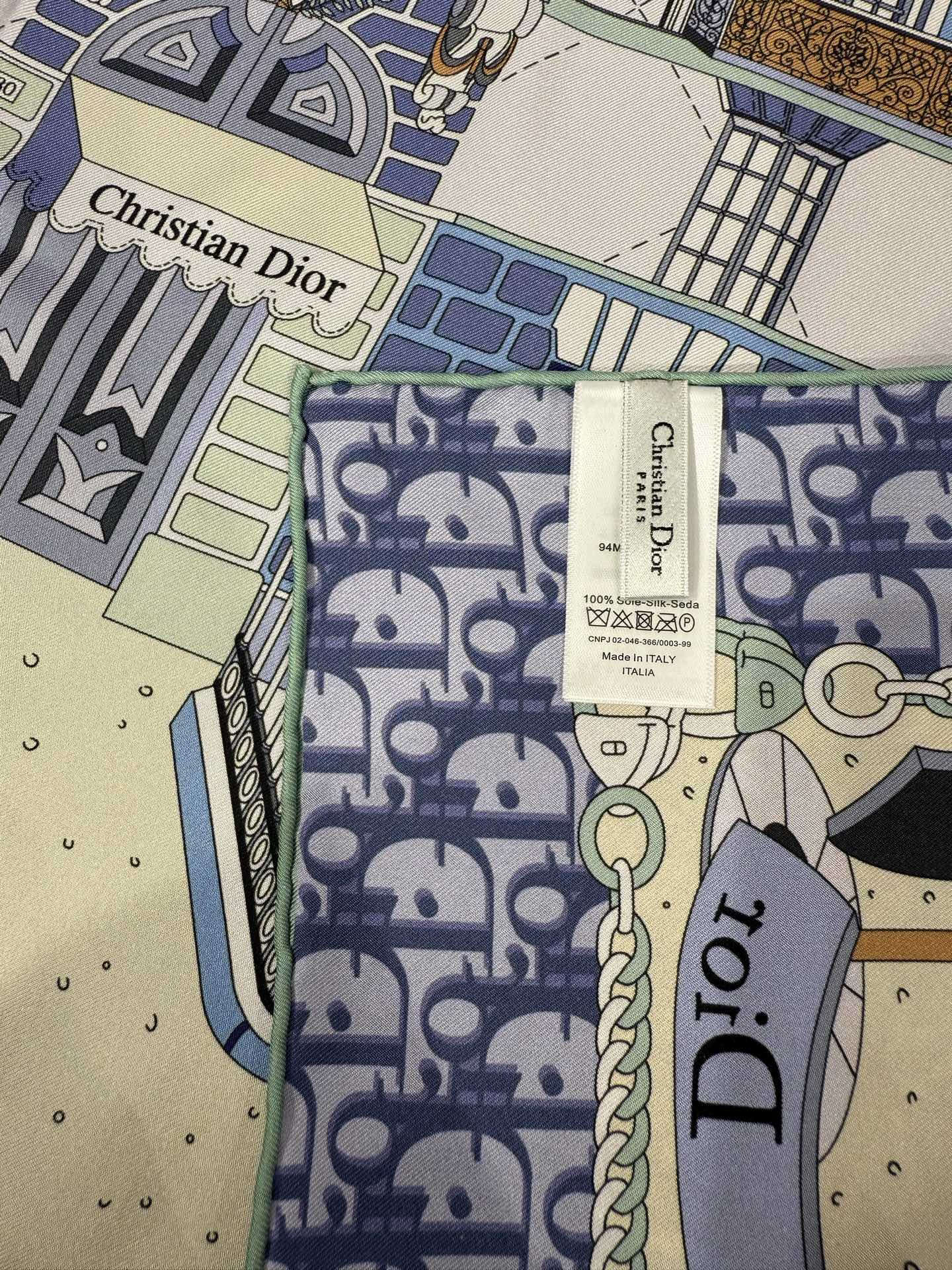 CD Avenue Scarf 90x90cm Blue Colorful Twill Silk 209102