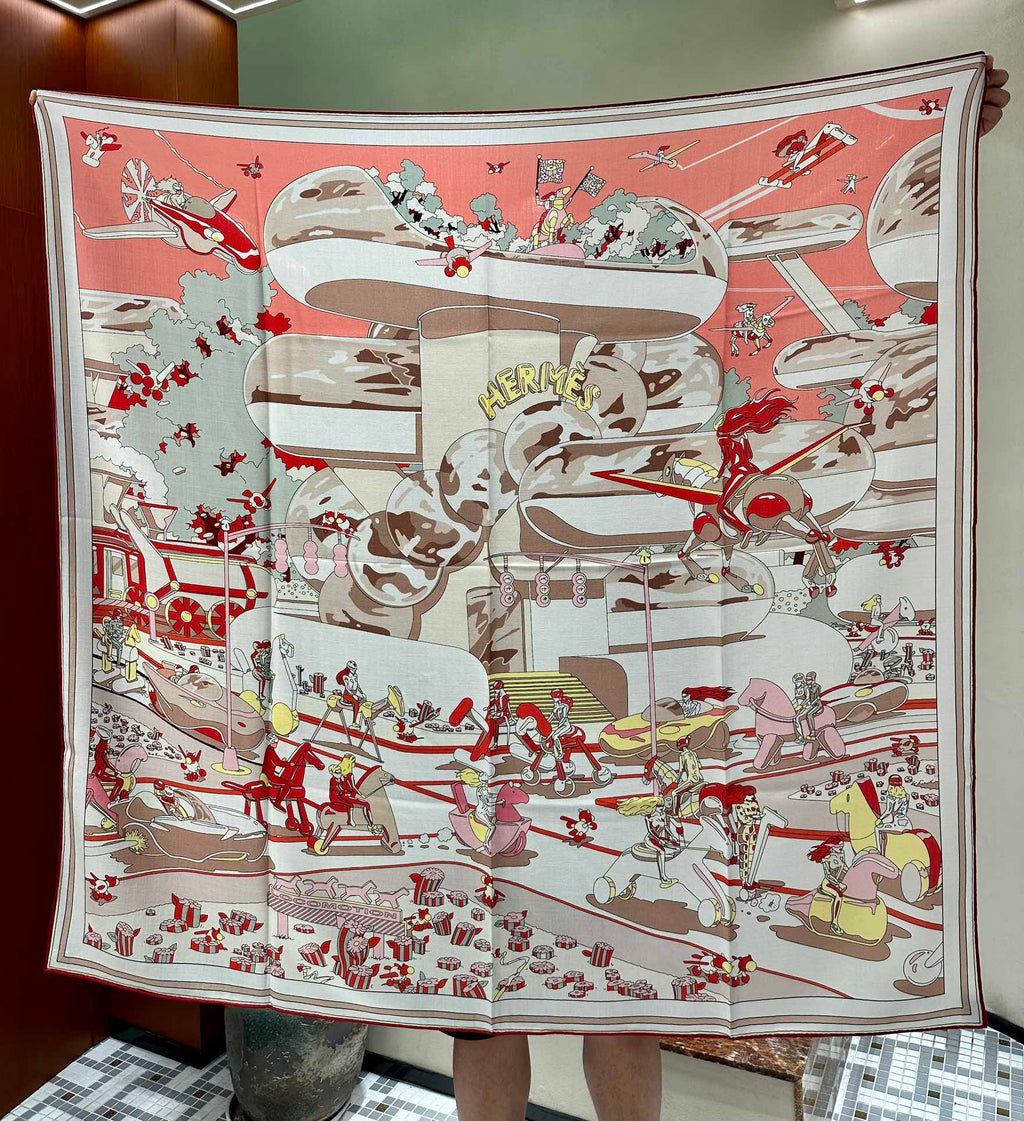 Locomotion Shawl 140 CM In Red Colorful Cashmere And Silk 384145