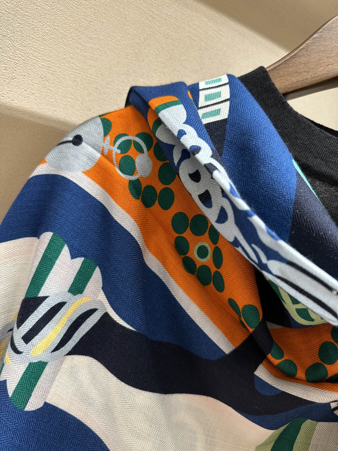 Fantaisie d'Etriers Scarf  140 CM Green Mix Blue Colorful Silk