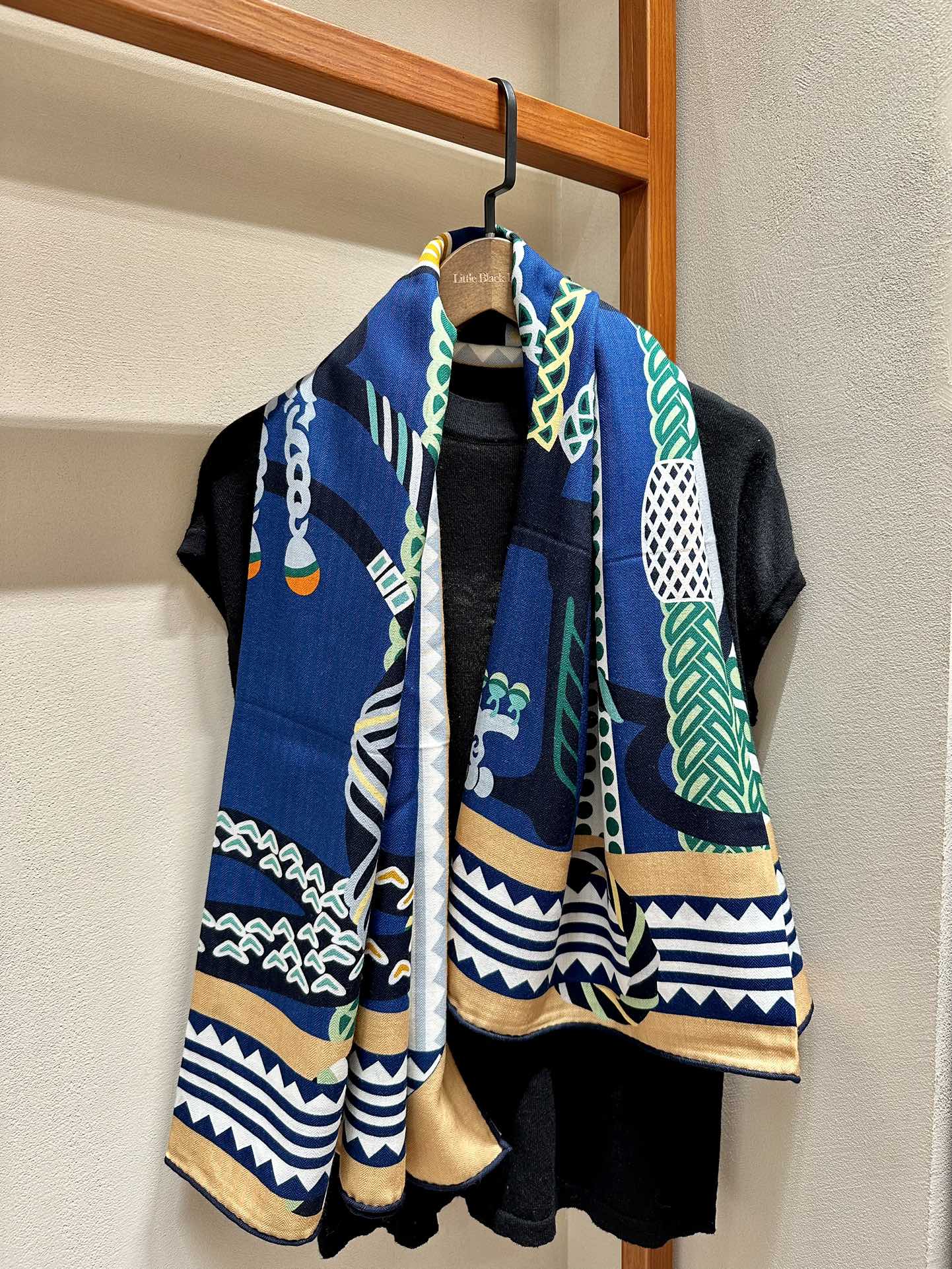 Fantaisie d'Etriers Scarf  140 CM Green Mix Blue Colorful Silk
