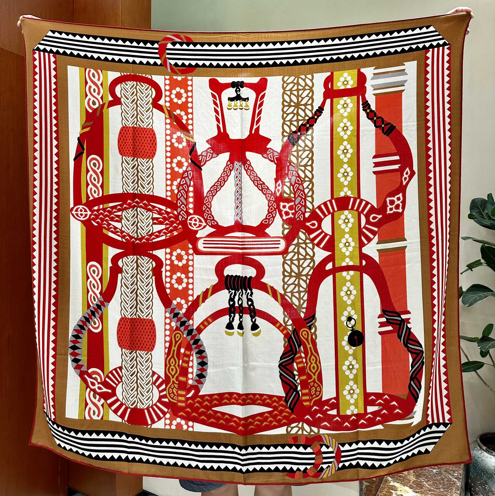 Square Scarf 140 CM Red Colorful Silk