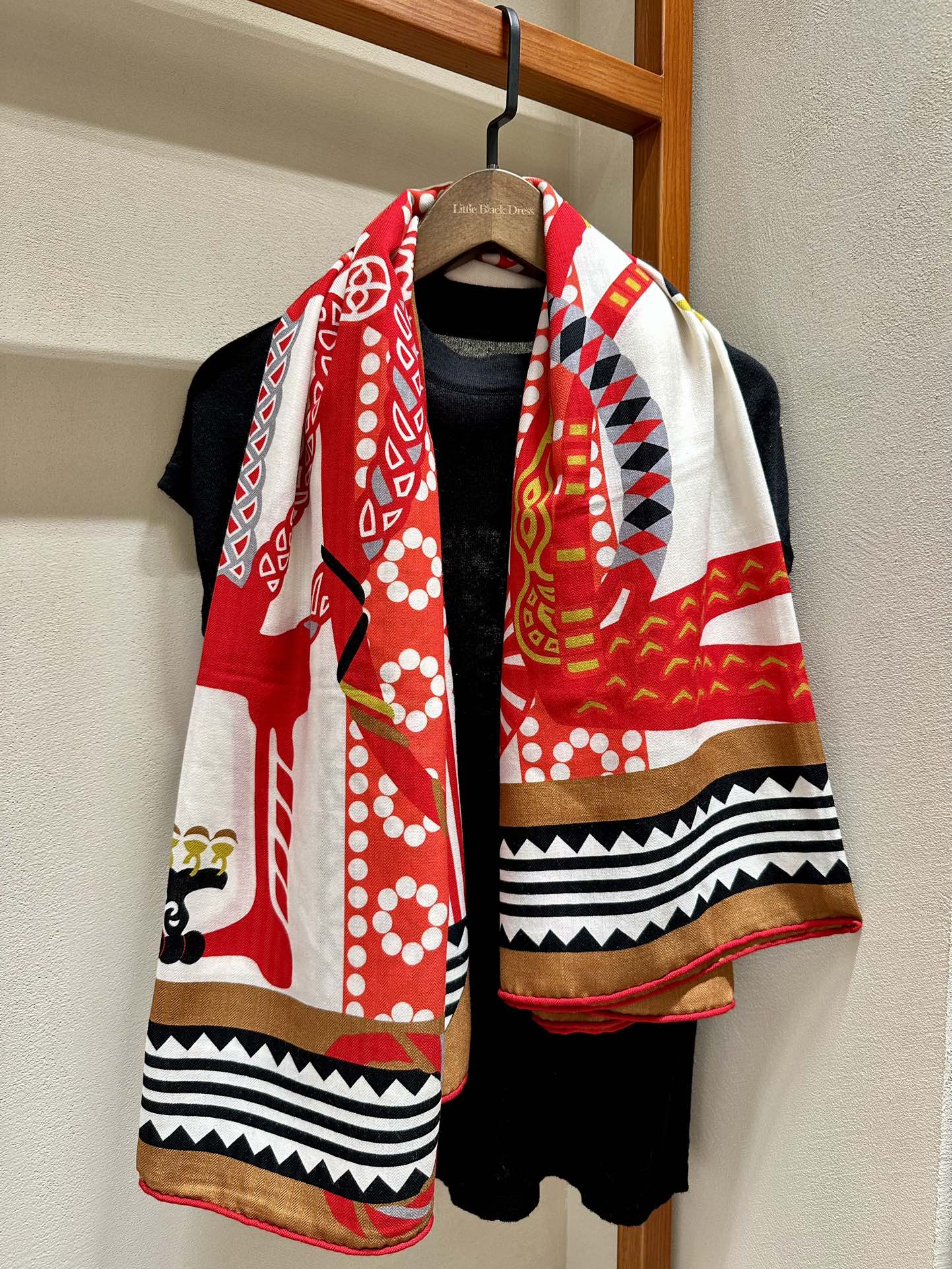 Fantaisie d'Etriers Scarf  140 CM Red Colorful Silk