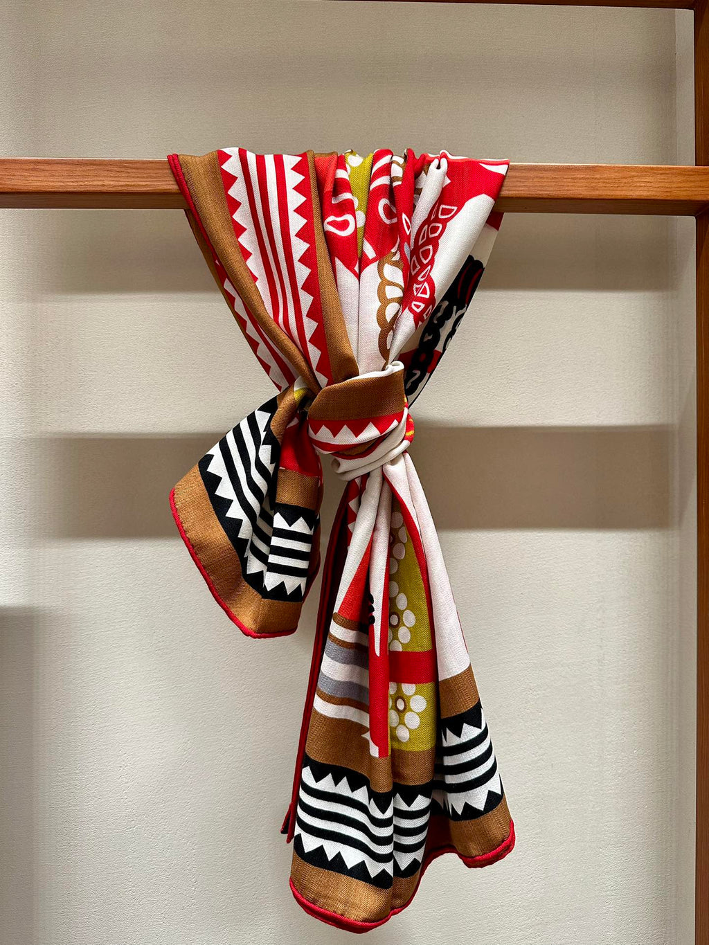 Fantaisie d'Etriers Scarf  140 CM Red Colorful Silk