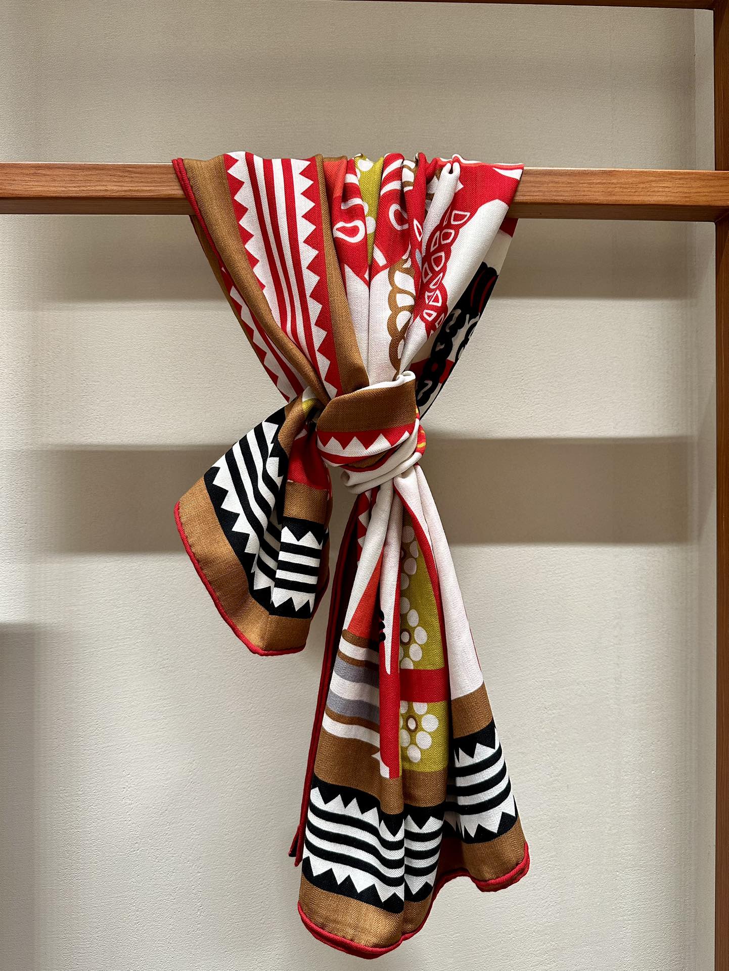 Fantaisie d'Etriers Scarf  140 CM Red Colorful Silk