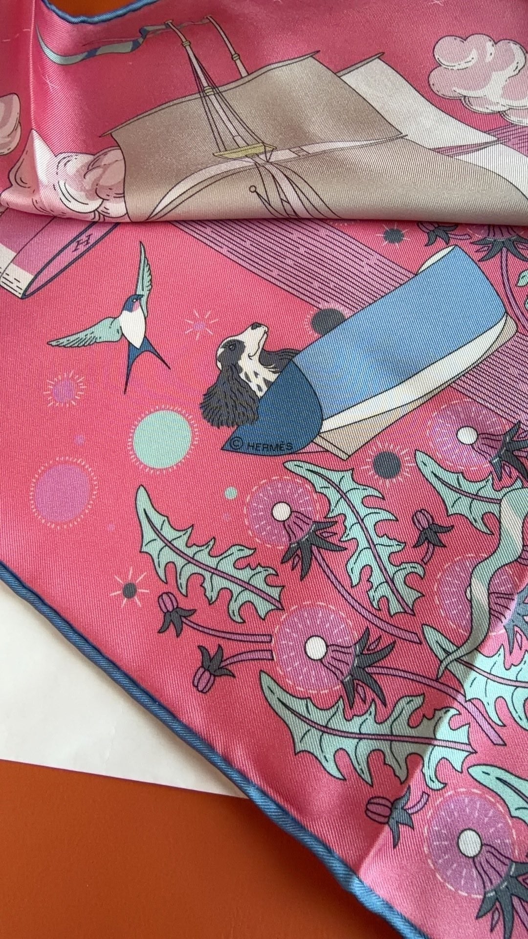 HM 26s 90 Scarf Pink Colorful Mulberry Silk 153388