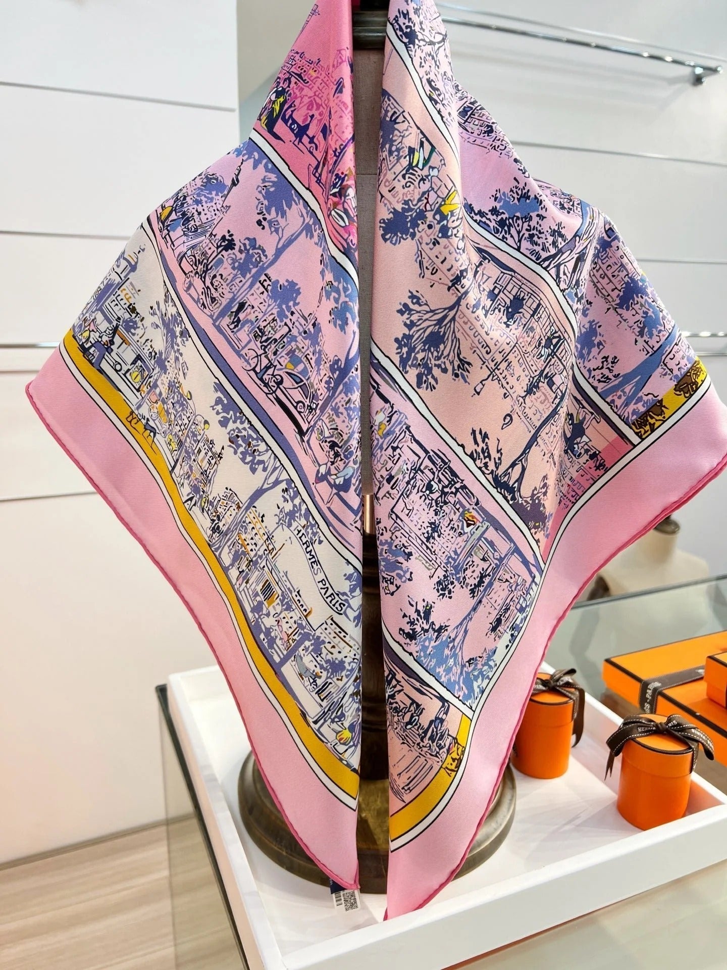 HM 26s Knitting Scarf 90 Pink Blue Colorful Mulberry Silk 147545