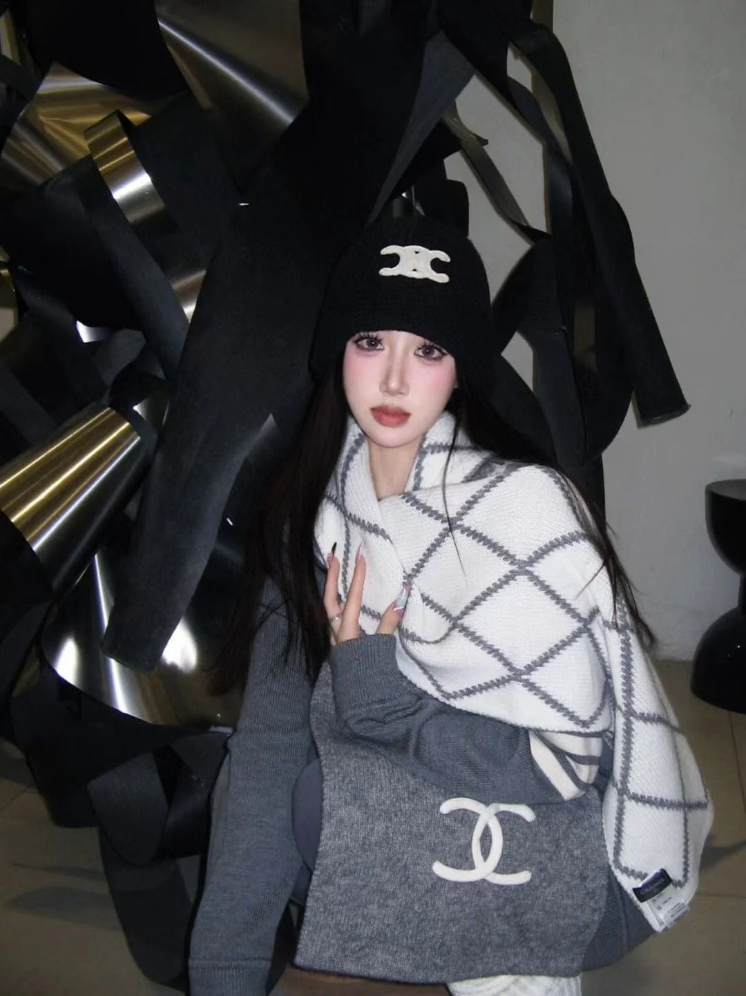 CHANEL 25S SCARF 180 CM IN WOOL CASHMERE 943029